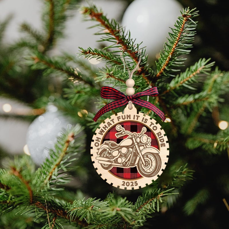 SUCHAGIFT Motorcycle Ornaments - Motorcycle Christmas Ornament - Mountain Biker Gifts for Men, Women, Dad, Grandpa - Racing Biker Gifts - 2 Layered Wood Ornament 2025 - Image 4